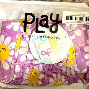 Little sleepies limited edition flower power smocked romper size 18-24m